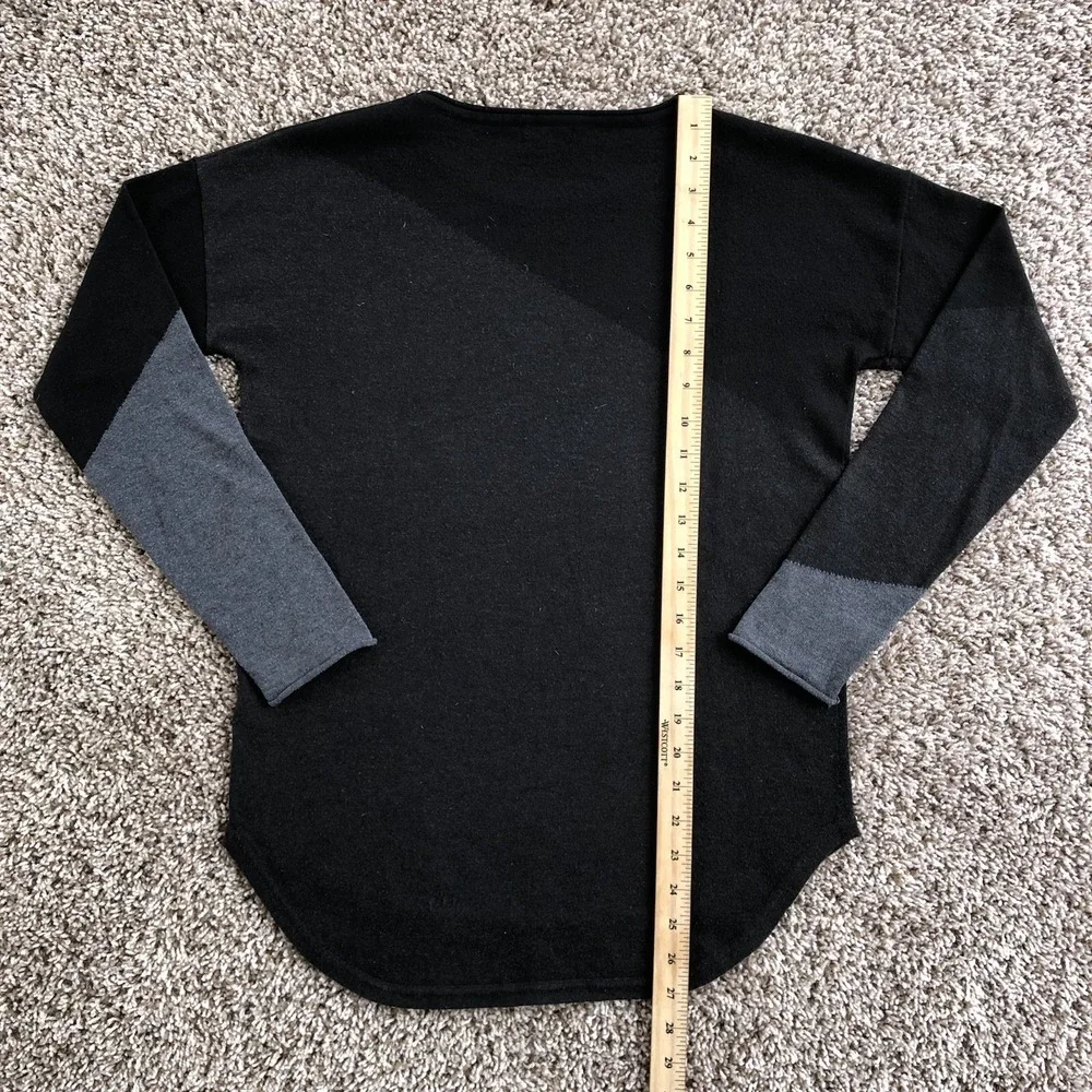 Smartwool Shadow Pine Colorblock Merino Wool Blend Sweater Womens Small Blk/Gray